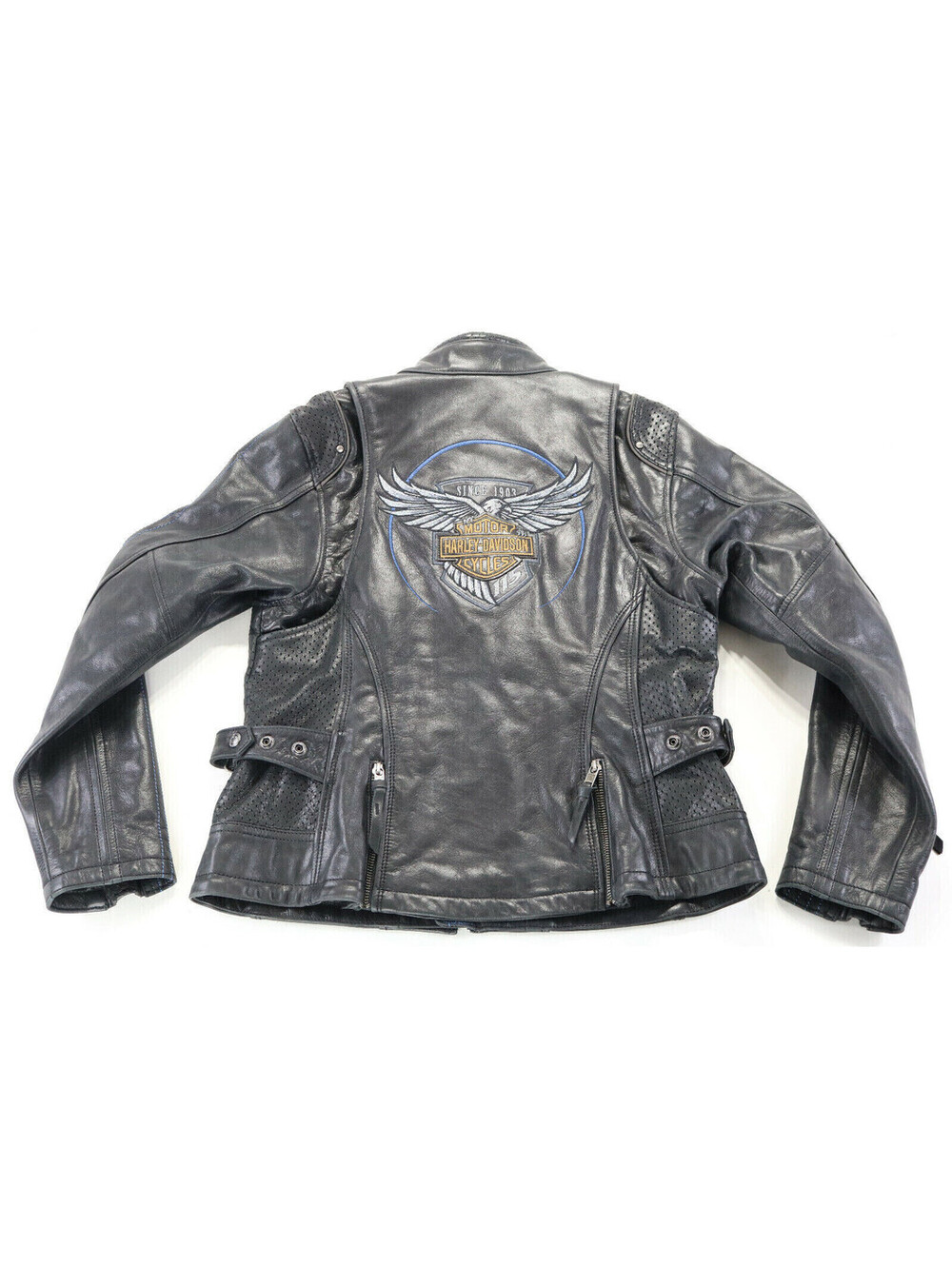 harley davidson 115th anniversary leather jacket 2W black vents armor pockets